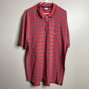 Brooks Brothers Pink Blue Stripe Short Sleeve Polo Shirt Mens 2X‎ 100% Cotton
